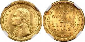 1 Dólar Estados Unidos de América (1776 - ) Oro Thomas Jefferson (1743-1826)