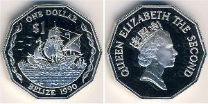 1 Dólar Belice (1981 - ) Plata 