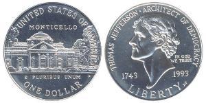 1 Dólar Estados Unidos de América (1776 - ) Plata Thomas Jefferson (1743-1826)