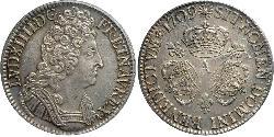 1 Ecu Francia medioevale (843-1791) Argento Luigi XIV di Francia (1638-1715)