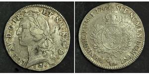 1 Ecu Francia medioevale (843-1791) Argento Luigi XV di Francia (1710-1774)