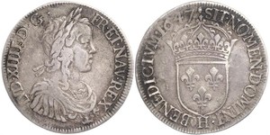 1 Ecu Francia Plata Luis XIV de Francia (1638-1715)