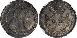1 Ecu Reino de Francia (843-1791) Plata Luis XIV de Francia (1638-1715)