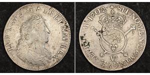 1 Ecu Reino de Francia (843-1791) Plata Luis XIV de Francia (1638-1715)