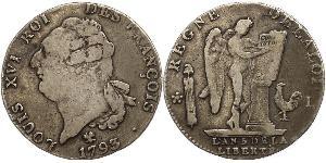 1 Ecu Reino de Francia (843-1791) Plata Luis XVI de Francia (1754 - 1793)