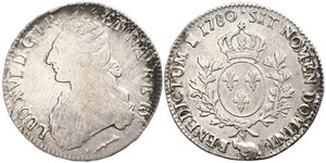 1 Ecu Reino de Francia (843-1791) Plata Luis XVI de Francia (1754 - 1793)