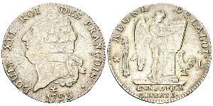 1 Ecu Reino de Francia (843-1791) Plata Luis XVI de Francia (1754 - 1793)