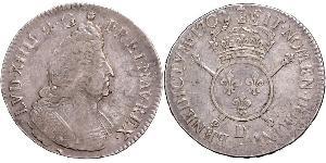 1 Ecu Reino de Francia (843-1791) Plata Luis XIV de Francia (1638-1715)