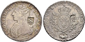 1 Ecu Reino de Francia (843-1791) Plata Luis XVI de Francia (1754 - 1793)
