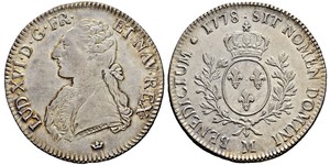 1 Ecu Reino de Francia (843-1791) Plata Luis XVI de Francia (1754 - 1793)