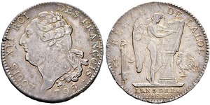 1 Ecu Reino de Francia (843-1791) Plata Luis XVI de Francia (1754 - 1793)
