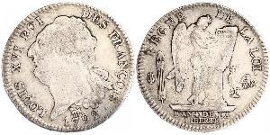 1 Ecu Reino de Francia (843-1791) Plata Luis XVI de Francia (1754 - 1793)