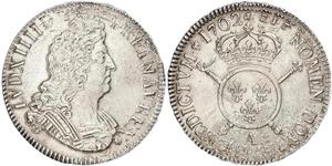 1 Ecu Reino de Francia (843-1791) Plata Luis XIV de Francia (1638-1715)