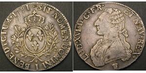 1 Ecu Reino de Francia (843-1791) Plata Luis XVI de Francia (1754 - 1793)