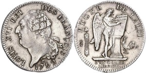1 Ecu Reino de Francia (843-1791) Plata Luis XVI de Francia (1754 - 1793)