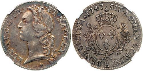 1 Ecu Kingdom of France (843-1791) Silver Louis XV of France(1710-1774)