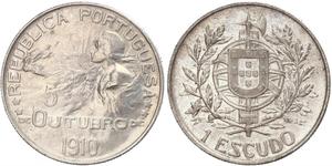 1 Escudo Première République portugaise (1910 - 1926) Argent 