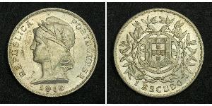 1 Escudo Prima repubblica portoghese (1910 - 1926) Argento 