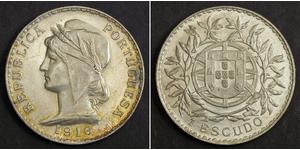 1 Escudo Prima repubblica portoghese (1910 - 1926) Argento 
