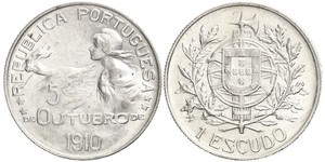 1 Escudo Prima repubblica portoghese (1910 - 1926) Argento 