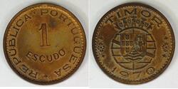 1 Escudo Timor Oriental (1702 - 1975) Bronce 