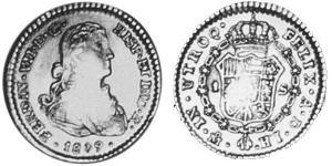 1 Escudo Spanish Mexico  / Kingdom of New Spain (1519 - 1821) Gold Ferdinand VII of Spain (1784-1833)