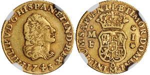 1 Escudo Vizekönigreich Neuspanien (1519 - 1821) Gold Philip V von Spanien (1683-1746)