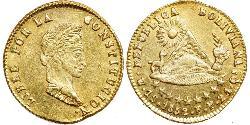 1 Escudo Bolivie (1825 - ) Or Simon Bolivar (1783 - 1830)