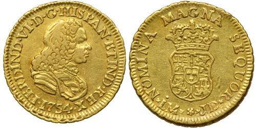 1 Escudo Perù Oro Ferdinando VI di Spagna (1713-1759)