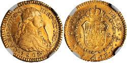 1 Escudo Vicereame della Nuova Granada (1717 - 1819) Oro Carlo IV di Spagna (1748-1819)