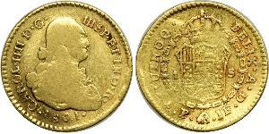 1 Escudo Vicereame della Nuova Granada (1717 - 1819) Oro Carlo IV di Spagna (1748-1819)