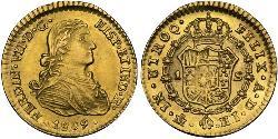 1 Escudo Virreinato de Nueva España (1519 - 1821) Oro Fernando VII de España (1784-1833)