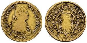 1 Escudo Virreinato de Nueva España (1519 - 1821) Oro Carlos IV de España (1748-1819)