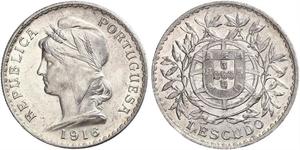1 Escudo Erste Portugiesische Republik (1910 - 1926) Silber 
