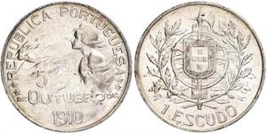 1 Escudo Erste Portugiesische Republik (1910 - 1926) Silber 