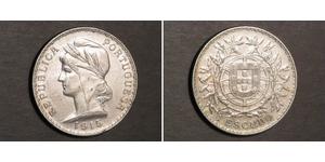 1 Escudo First Portuguese Republic (1910 - 1926) 銀 
