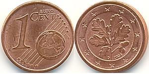 1 Eurocent Alemania (1990 - ) Cobre/Acero 