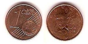 1 Eurocent Quinta República Francesa (1958 - ) Cobre/Acero 