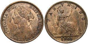 1 Farthing Regno Unito di Gran Bretagna e Irlanda (1801-1922) Bronzo Vittoria (1819 - 1901)