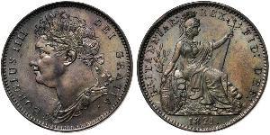 1 Farthing Reino Unido de Gran Bretaña e Irlanda (1801-1922) Cobre Jorge IV (1762-1830)