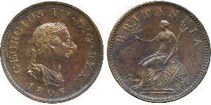 1 Farthing Reino Unido de Gran Bretaña e Irlanda (1801-1922) Cobre Jorge III (1738-1820)