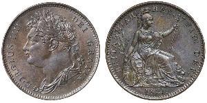 1 Farthing Reino Unido de Gran Bretaña e Irlanda (1801-1922) Cobre Jorge IV (1762-1830)