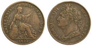 1 Farthing Reino Unido de Gran Bretaña e Irlanda (1801-1922) Cobre Jorge IV (1762-1830)