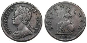 1 Farthing Reino de Gran Bretaña (1707-1801) Cobre Jorge II (1683-1760)