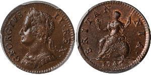1 Farthing Reino de Gran Bretaña (1707-1801) Cobre Jorge II (1683-1760)