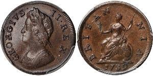 1 Farthing Reino de Gran Bretaña (1707-1801) Cobre Jorge II (1683-1760)