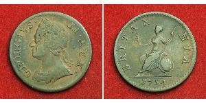 1 Farthing Reino de Gran Bretaña (1707-1801) Cobre Jorge II (1683-1760)