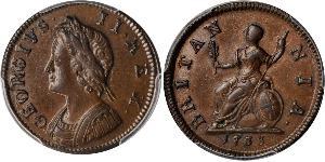 1 Farthing Reino de Gran Bretaña (1707-1801) Cobre Jorge II (1683-1760)