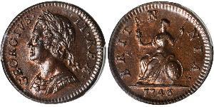 1 Farthing Reino de Gran Bretaña (1707-1801) Cobre Jorge II (1683-1760)