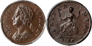 1 Farthing Reino de Gran Bretaña (1707-1801) Cobre Jorge II (1683-1760)
